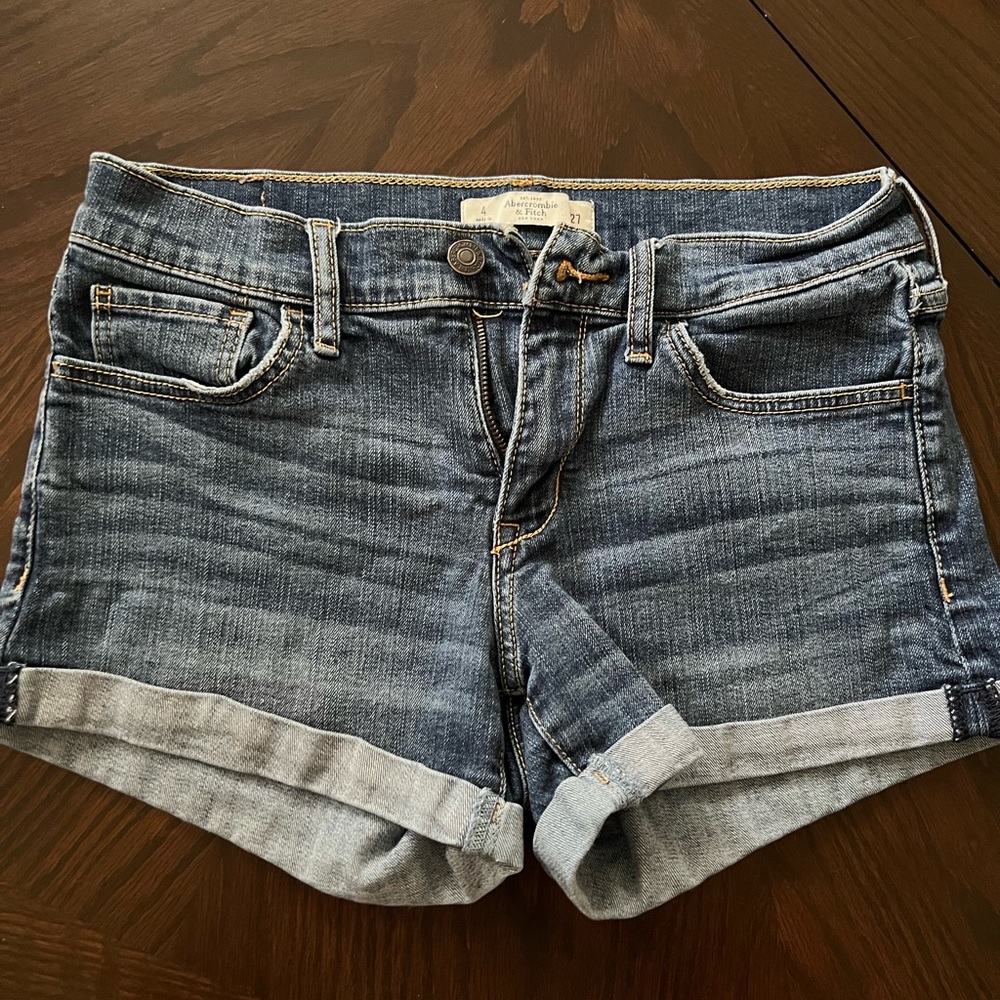 Abercrombie & Fitch Blue Jean Shorts Cuffed Hem